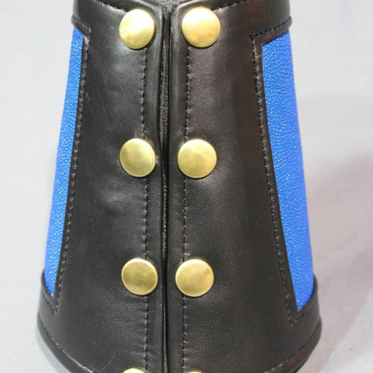 Blue stingray cuff with custom Victorian Curiousities pin!