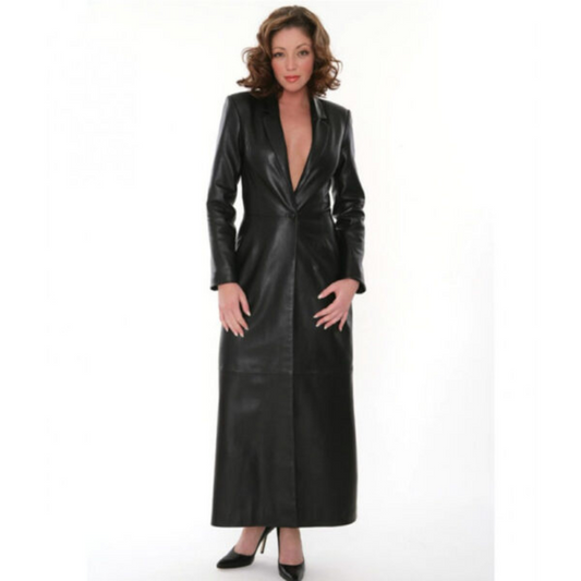 Women’s Long Black Leather Coat