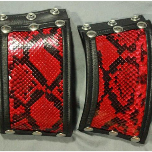 Amazing red snake wrist cuffs - sold as a PAIR!